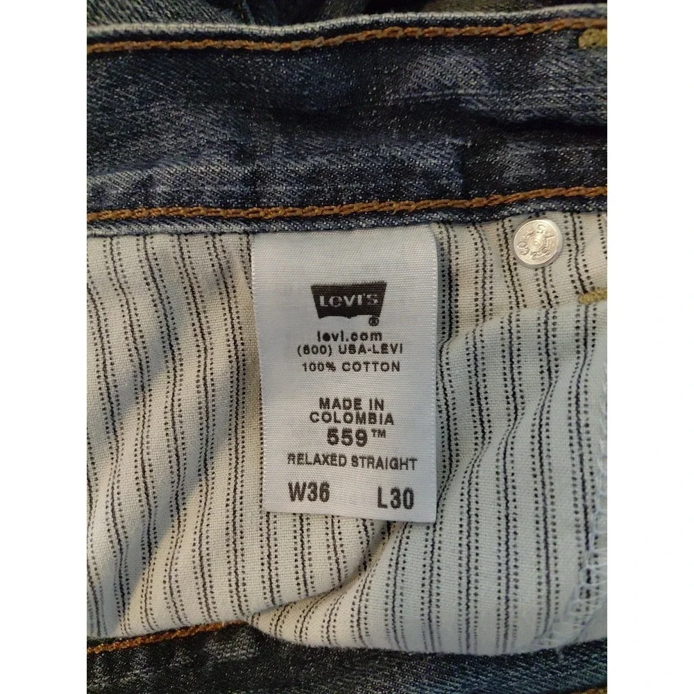 Vintage‎ 00s Levi's 559 Straight Relaxed Wide Leg Blue Jeans Men's Size 36x30